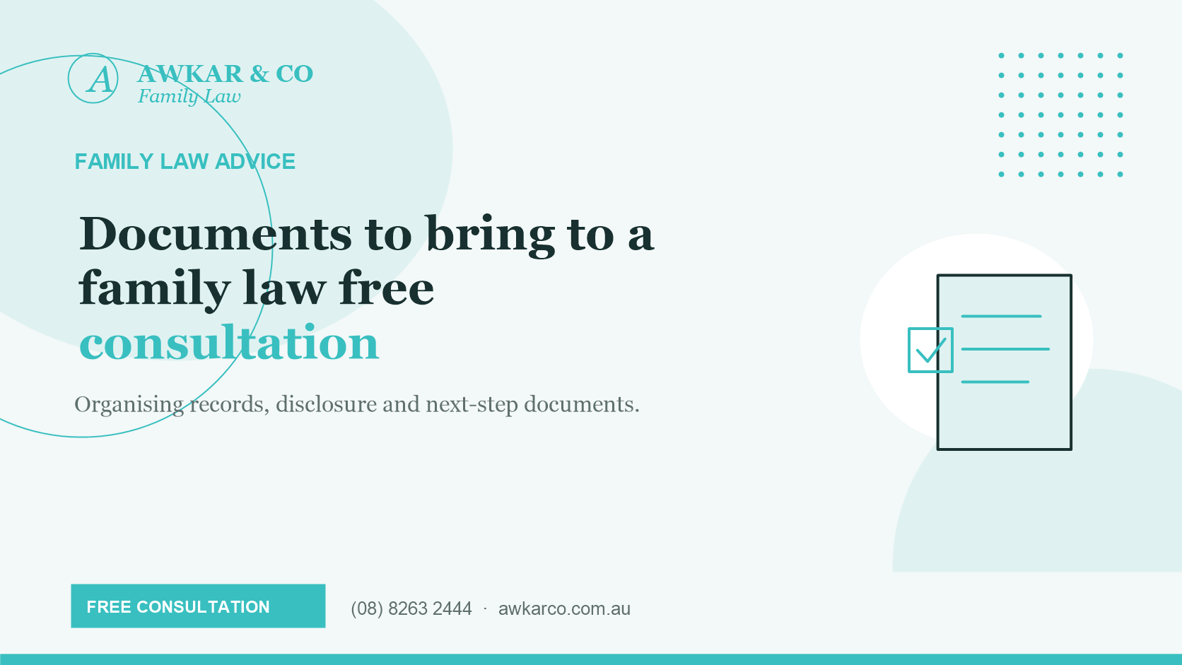 family law free consultation documents for separation parenting and property settlement