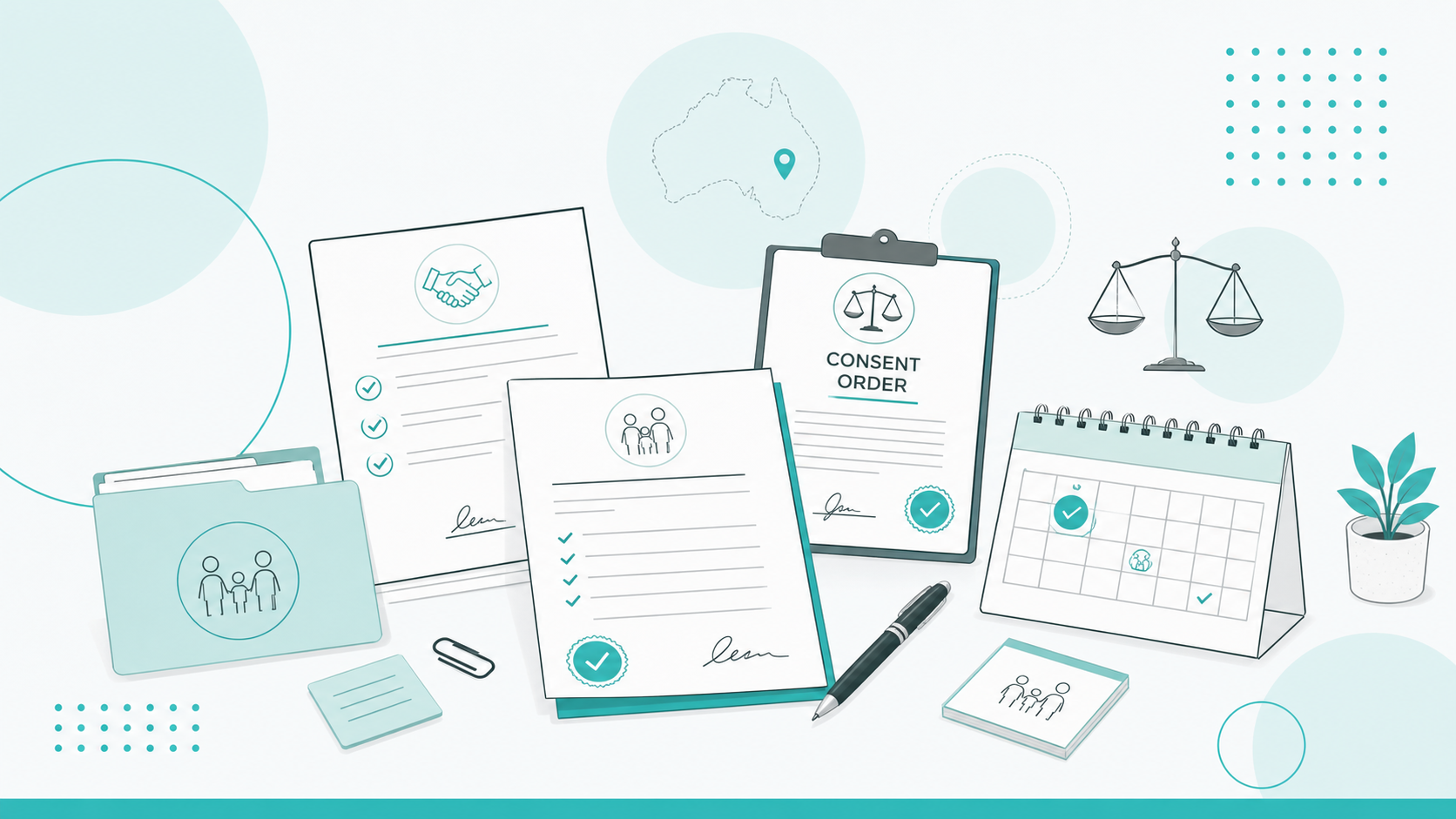Family mediation agreement documents and consent orders in Australian family law